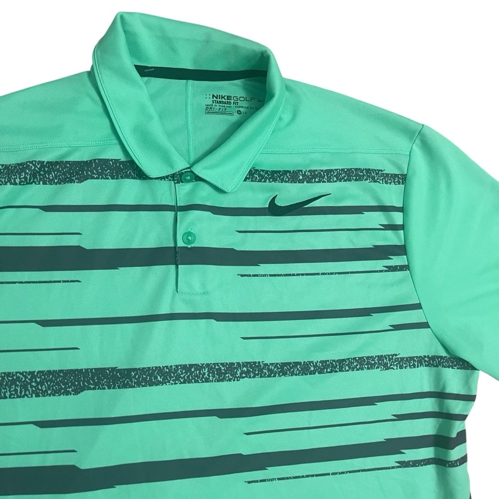 Nike Golf Polo Men’s Green Striped Dri-fit Standard Fit